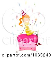 Clipart Birthday Girl Sitting On A Cake Royalty Free Vector Illustration