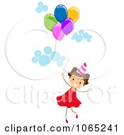 Clipart Birthday Girl With Party Balloons Royalty Free Vector Illustration