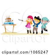 Poster, Art Print Of Pirate Birthday Kids With A Cake And Sword