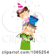 Poster, Art Print Of Little Girl With A Birthday Gift On Her Dads Shoulders
