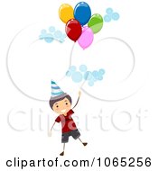 Poster, Art Print Of Stick Birthday Boy Floating With Balloons 1