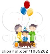 Poster, Art Print Of Boy Celebrating His Birthday With His Parents