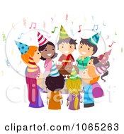 Poster, Art Print Of Kids Singing Happy Birthday Around A Cake