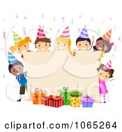 Poster, Art Print Of Birthday Sign With Kids And Gifts