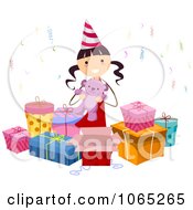 Clipart Birthday Girl With Presents 3 Royalty Free Vector Illustration