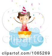 Clipart Birthday Girl And Cake On A Cloud Royalty Free Vector Illustration by BNP Design Studio