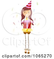 Clipart Birthday Girl Holding A Present Royalty Free Vector Illustration by BNP Design Studio