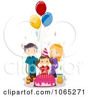 Clipart Parents Celebrating A Girls Birthday Royalty Free Vector Illustration