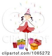 Clipart Birthday Girl With Presents 1 Royalty Free Vector Illustration by BNP Design Studio