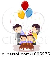 Poster, Art Print Of Twins Celebrating Their Birthday With Their Parents