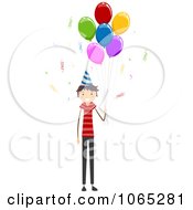 Poster, Art Print Of Stick Birthday Boy With Party Balloons