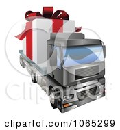 Poster, Art Print Of 3d Giant Gift On A Big Rig