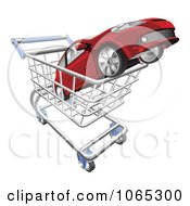 Clipart 3d Car In A Shopping Cart Royalty Free Vector Illustration