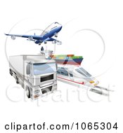 Clipart 3d Logistics Vehicles Royalty Free Vector Illustration