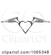 Poster, Art Print Of Black And White Heart Wings 2