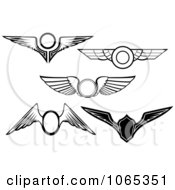 Clipart Black And White Wing Elements 2 Royalty Free Vector Illustration