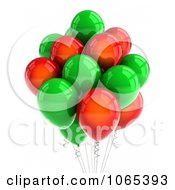 Poster, Art Print Of 3d Red And Green Helium Party Balloons