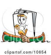 Clipart Picture Of A Paper Mascot Cartoon Character Rowing A Boat