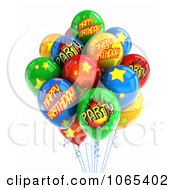 Poster, Art Print Of 3d Happy Birthday Helium Party Balloons 2