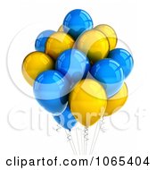 Poster, Art Print Of 3d Yellow And Blue Helium Party Balloons