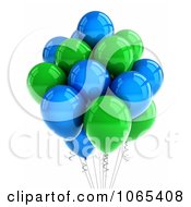 Poster, Art Print Of 3d Green And Blue Helium Party Balloons