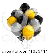 Poster, Art Print Of 3d Yellow Black And Silver Helium Party Balloons
