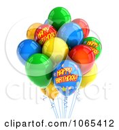 Poster, Art Print Of 3d Happy Birthday Helium Party Balloons 1
