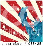 Poster, Art Print Of American Grunge Flag And Statue Of Liberty