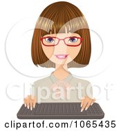 Clipart Dirty Blond Secretary With A Keyboard 3 Royalty Free Vector Illustration