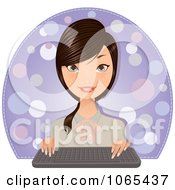 Clipart Brunette Secretary With A Computer Keyboard Royalty Free Vector Illustration