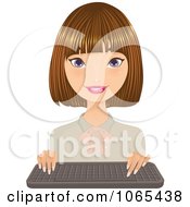 Clipart Dirty Blond Secretary With A Keyboard 1 Royalty Free Vector Illustration