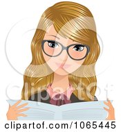 Clipart Secretary Reading Royalty Free Vector Illustration