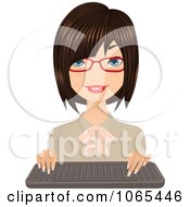 Clipart Friendly Brunette Secretary With A Keyboard 7 Royalty Free Vector Illustration by Melisende Vector