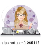 Clipart Secretary Seated At Her Desk Royalty Free Vector Illustration