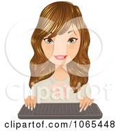 Clipart Dirty Blond Secretary With A Keyboard 2 Royalty Free Vector Illustration