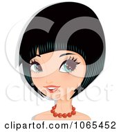 Poster, Art Print Of Woman With Black Hair In A Bob Cut 4