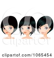 Poster, Art Print Of Women With Black Hair In Bob Cuts