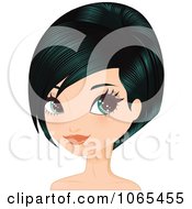 Poster, Art Print Of Woman With Black Hair In A Bob Cut 3