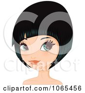 Poster, Art Print Of Woman With Black Hair In A Bob Cut 1
