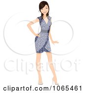 Clipart Woman In A Floral Dress Royalty Free Vector Illustration