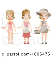 Poster, Art Print Of Girl In Three Outfits