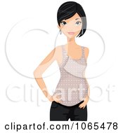 Clipart Pregnant Woman In Maternity Tank Top Royalty Free Vector Illustration