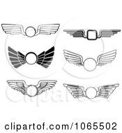 Clipart Black And White Wing Elements 3 Royalty Free Vector Illustration