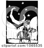 Clipart Knight On A Horse Under The Moon Royalty Free Vector Illustration by xunantunich