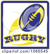 Clipart Blue And Yellow Rugby Football Royalty Free Vector Illustration