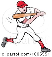 Clipart Batting Baseball Player 3 Royalty Free Vector Illustration
