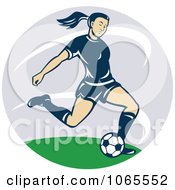 Poster, Art Print Of Female Soccer Player Kicking