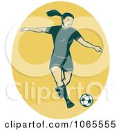 Poster, Art Print Of Female Soccer Player On Yellow