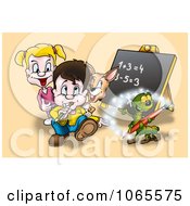 Clipart School Kids And Animals Learning Math Royalty Free Illustration