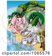 Poster, Art Print Of Elephant Couple On A Beach